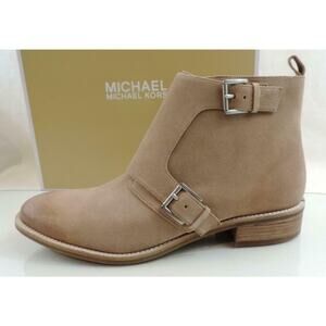 Michael Kors Adams Monk Strap Bootie Suede Beige Dark Khaki Size 10